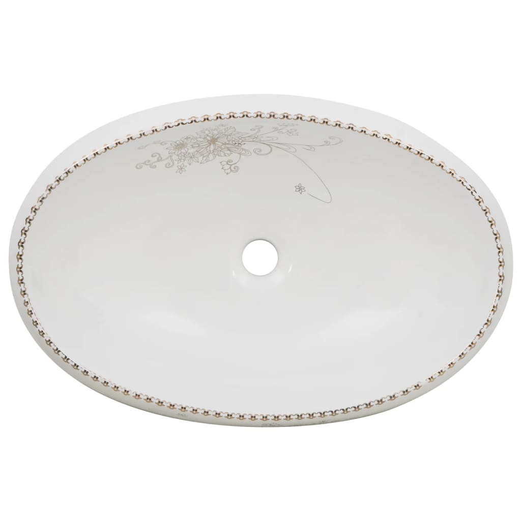 Lavatório de bancada oval 59x40x15 cm cerâmica branco