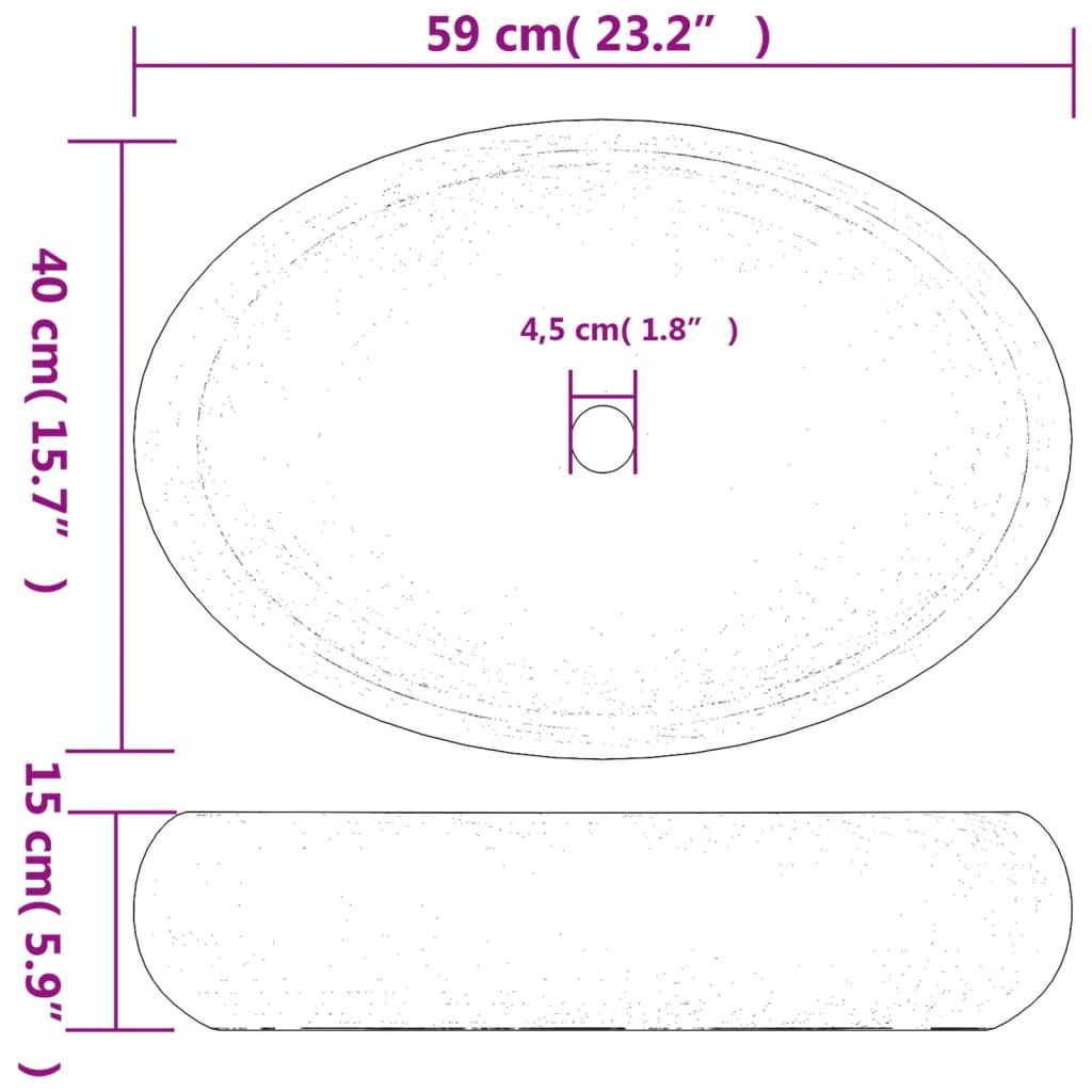 Lavatório de bancada oval 59x40x15 cm cerâmica branco