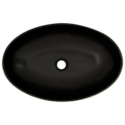 Lavatório de bancada oval 56,5x36,5x13,5 cm cerâmica preto/azul