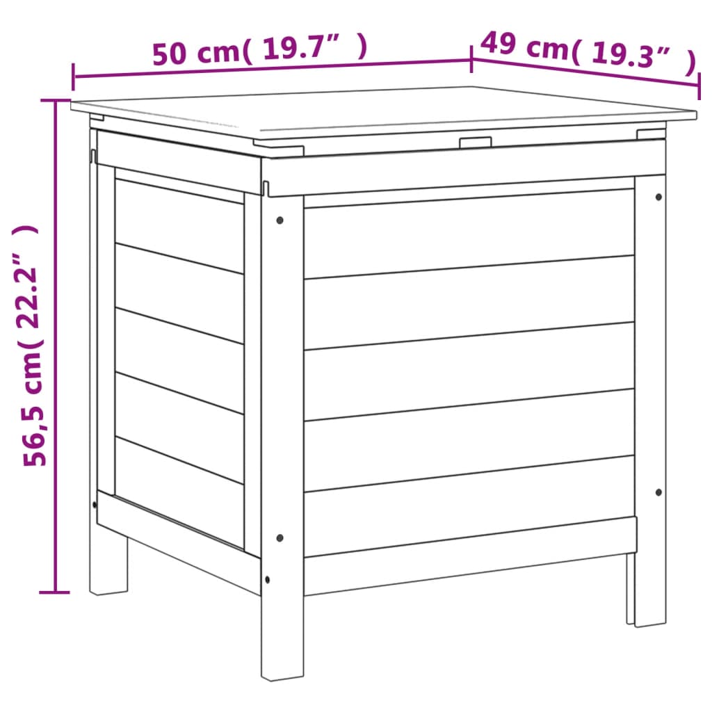 Caixa de arrumação p/ jardim 50x49x56,5 cm abeto maciço branco