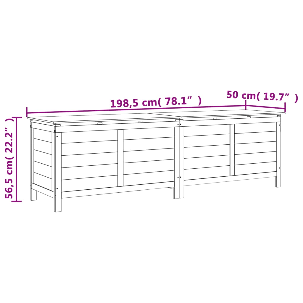 Caixa de arrumação para jardim 198,5x50x56,5 cm abeto maciço