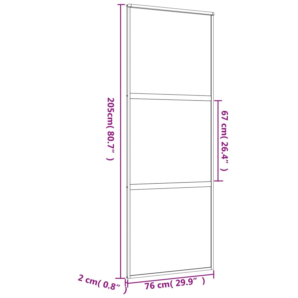 Porta deslizante 76x205 cm vidro ESG fosco/alumínio dourado