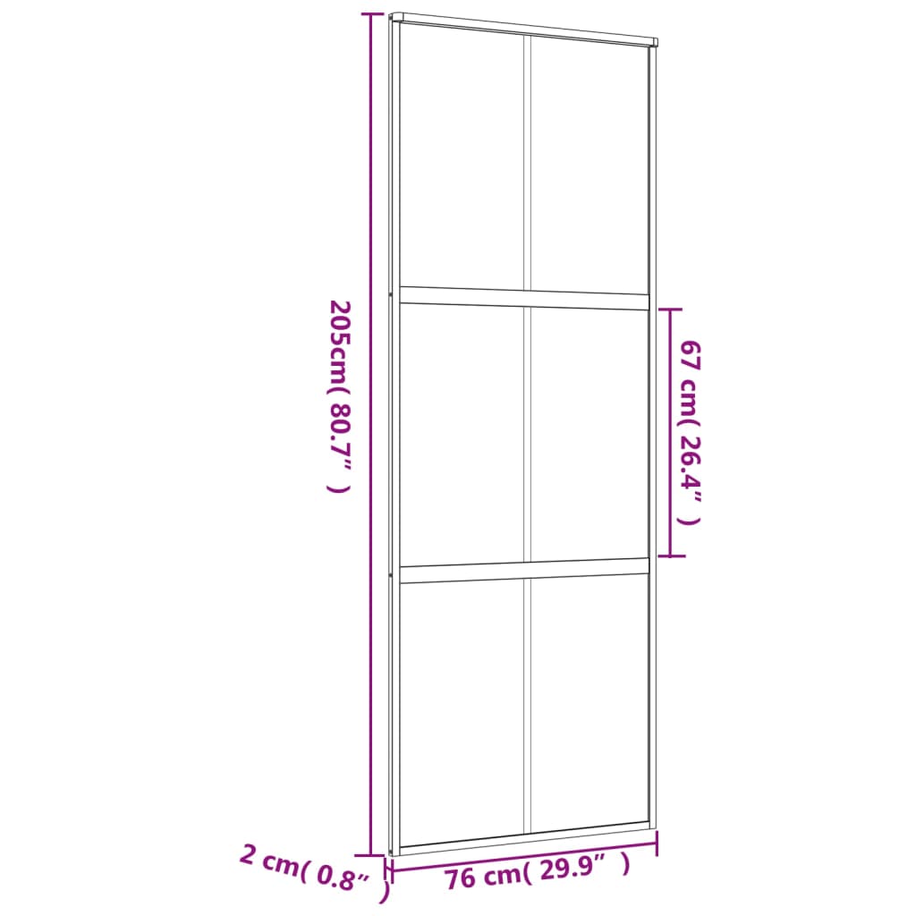 Porta deslizante 76x205 cm vidro ESG/alumínio dourado