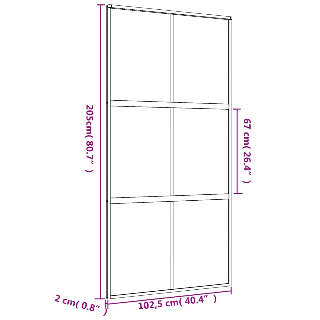 Porta deslizante 102,5x205 cm vidro ESG/alumínio dourado