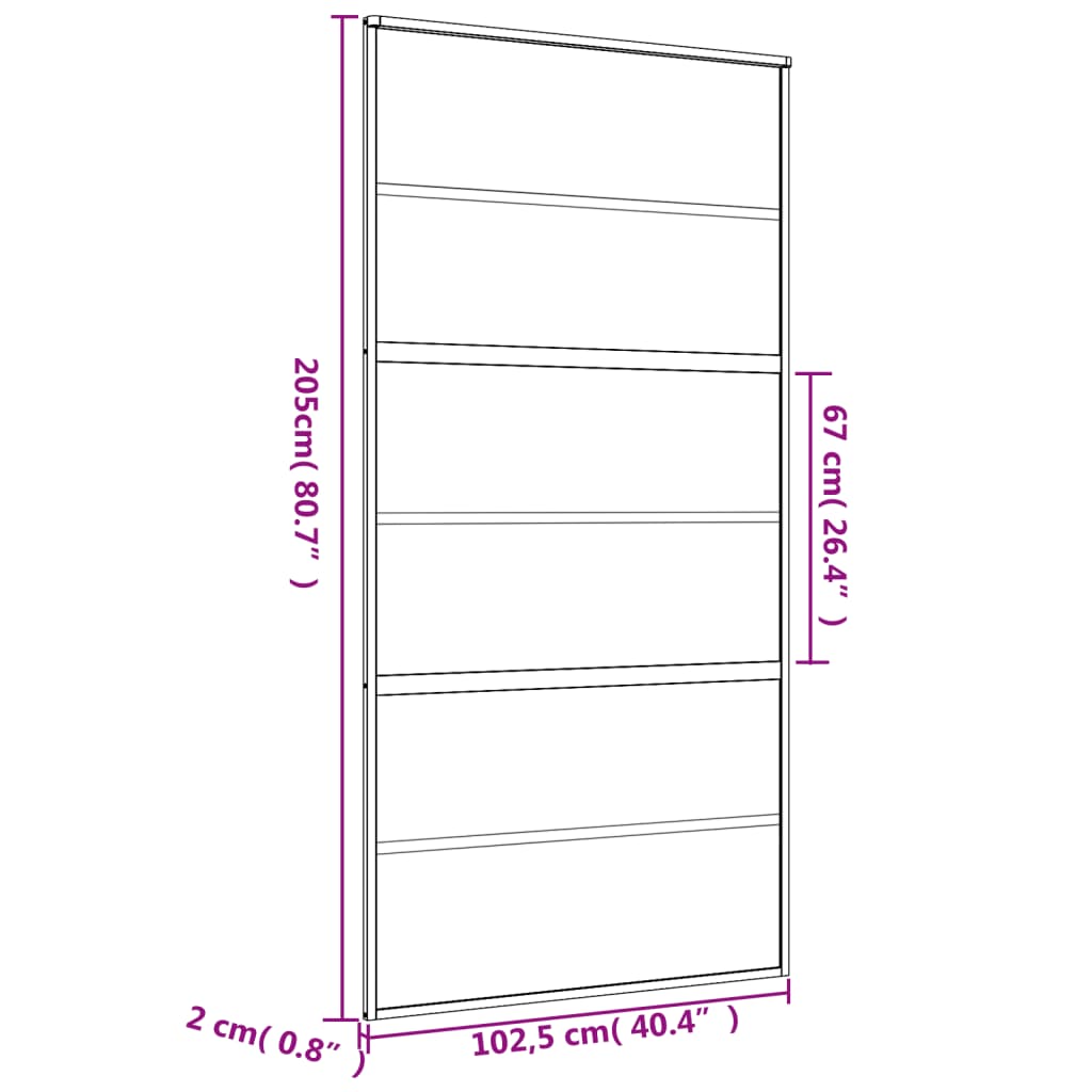 Porta deslizante 102,5x205 cm vidro ESG/alumínio dourado