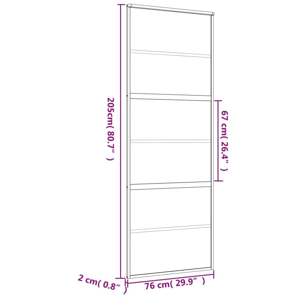 Porta deslizante 76x205 cm vidro ESG fosco/alumínio dourado