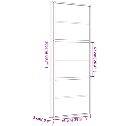 Porta deslizante 76x205 cm vidro ESG fosco/alumínio dourado