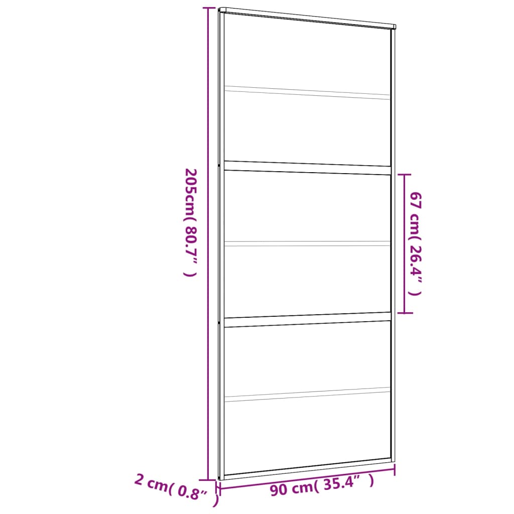 Porta deslizante 90x205 cm vidro ESG fosco/alumínio dourado