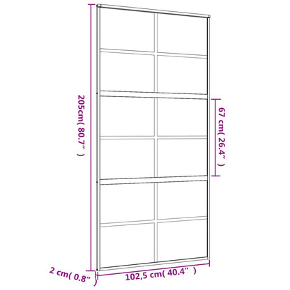 Porta deslizante 102,5x205 cm vidro ESG fosco/alumínio dourado