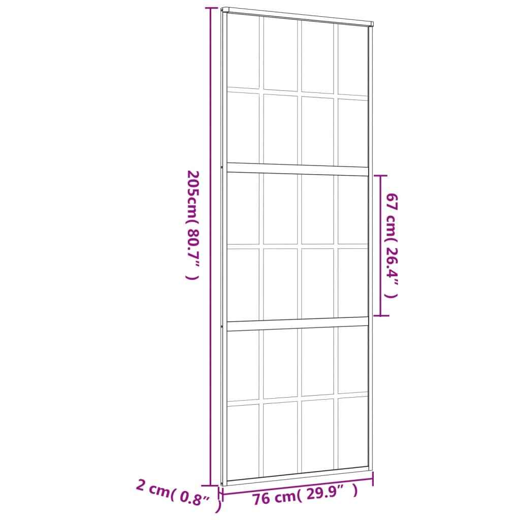 Porta deslizante 76x205 cm vidro ESG/alumínio dourado