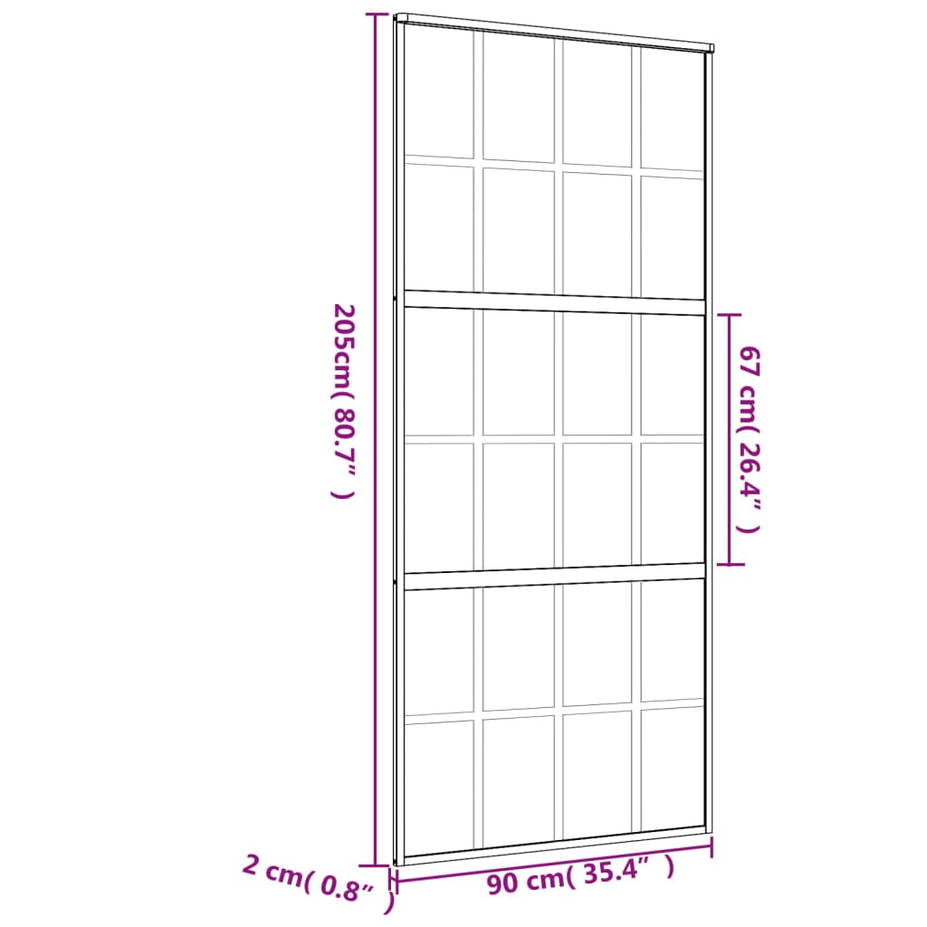 Porta deslizante 90x205 cm vidro ESG/alumínio dourado