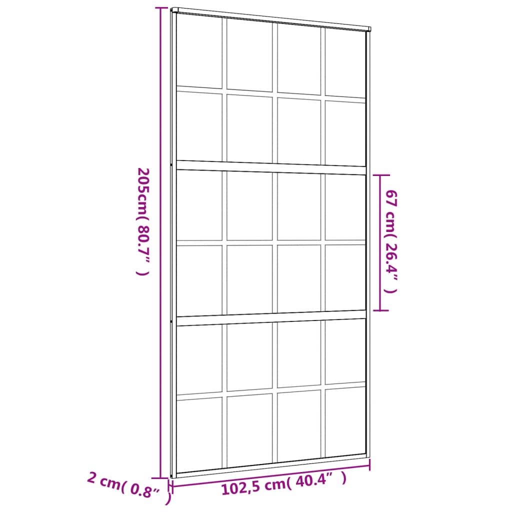 Porta deslizante 102,5x205 cm vidro ESG/alumínio dourado