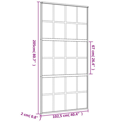 Porta deslizante 102,5x205 cm vidro ESG fosco/alumínio dourado