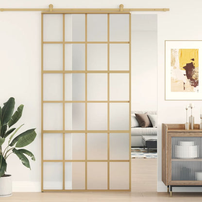 Porta deslizante 102,5x205 cm vidro ESG fosco/alumínio dourado