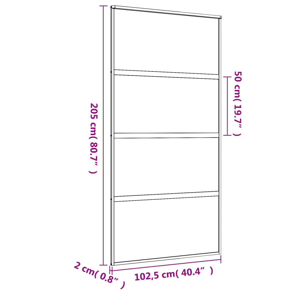 Porta deslizante 102,5x205 cm vidro ESG/alumínio dourado