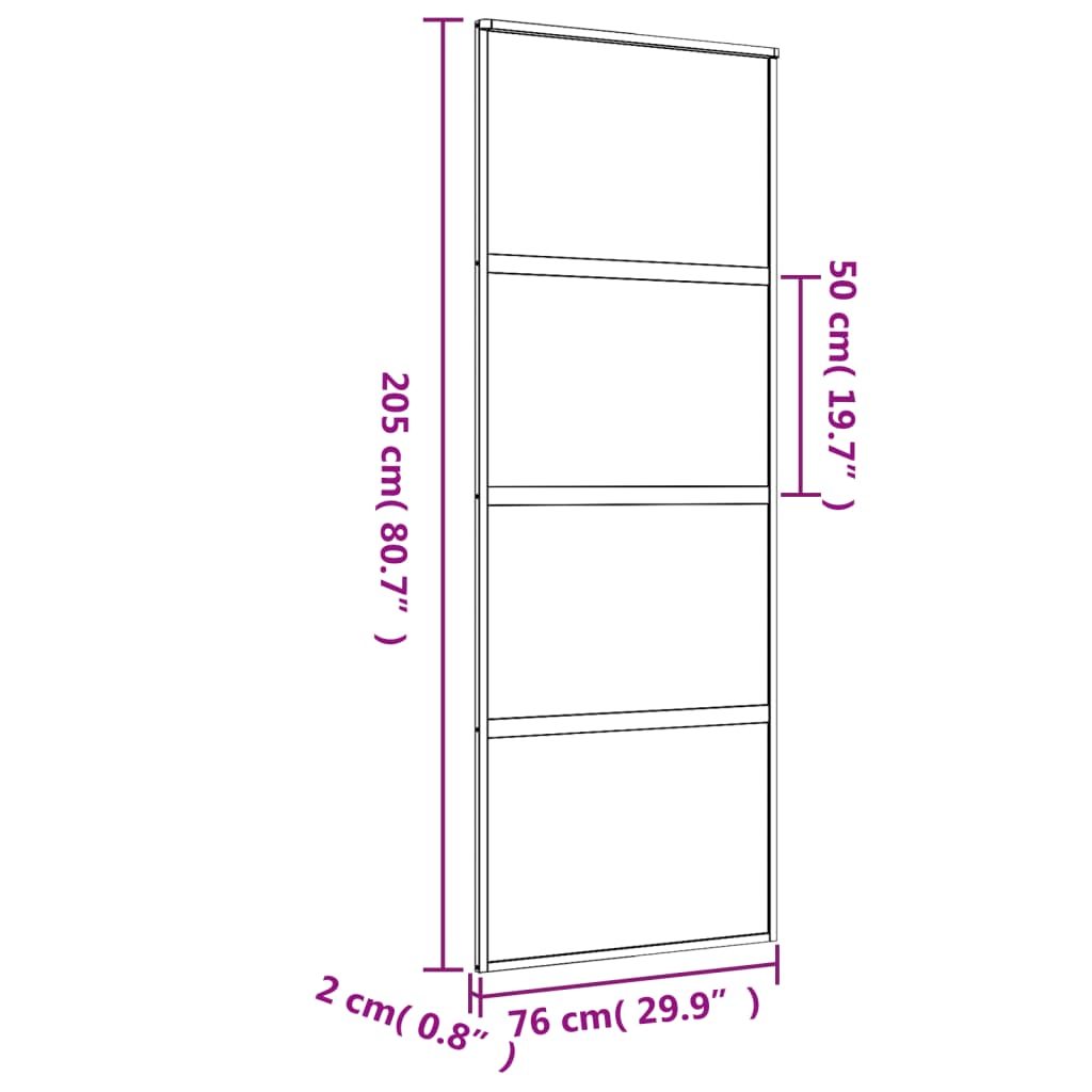 Porta deslizante 76x205 cm vidro ESG fosco/alumínio dourado