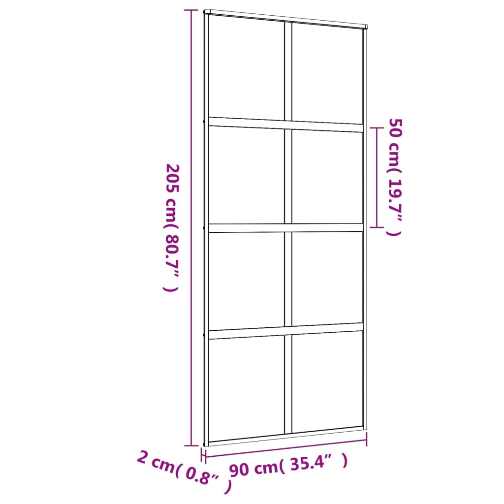 Porta deslizante 90x205 cm vidro ESG/alumínio dourado