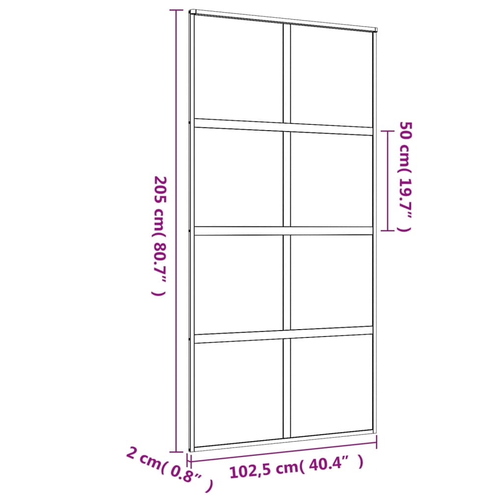 Porta deslizante 102,5x205 cm vidro ESG/alumínio dourado