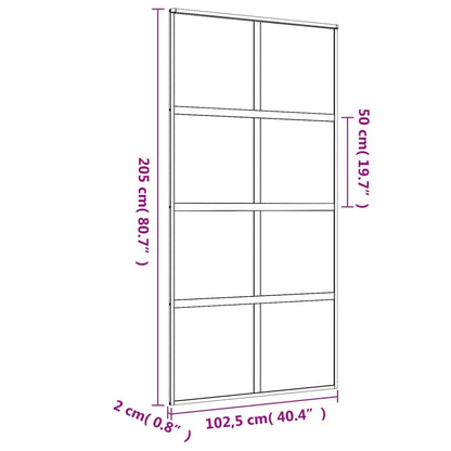 Porta deslizante 102,5x205 cm vidro ESG/alumínio dourado