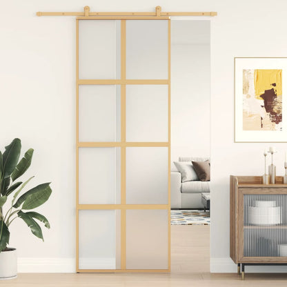 Porta deslizante 76x205 cm vidro ESG fosco/alumínio dourado