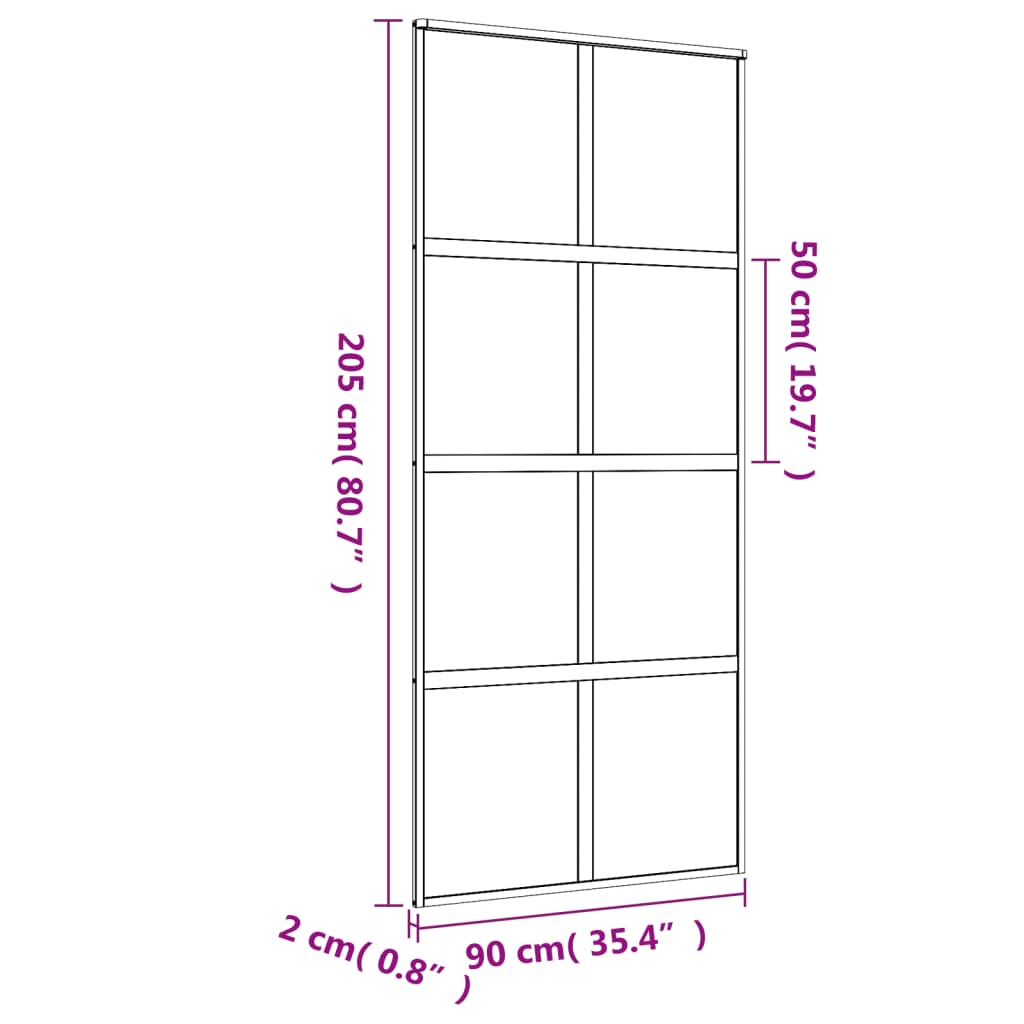 Porta deslizante 90x205 cm vidro ESG fosco/alumínio dourado