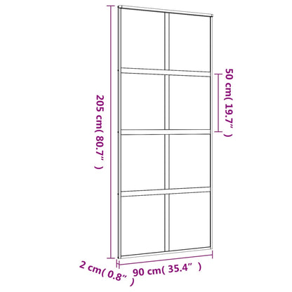 Porta deslizante 90x205 cm vidro ESG fosco/alumínio dourado