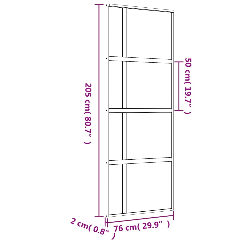 Porta deslizante 76x205 cm vidro ESG/alumínio dourado