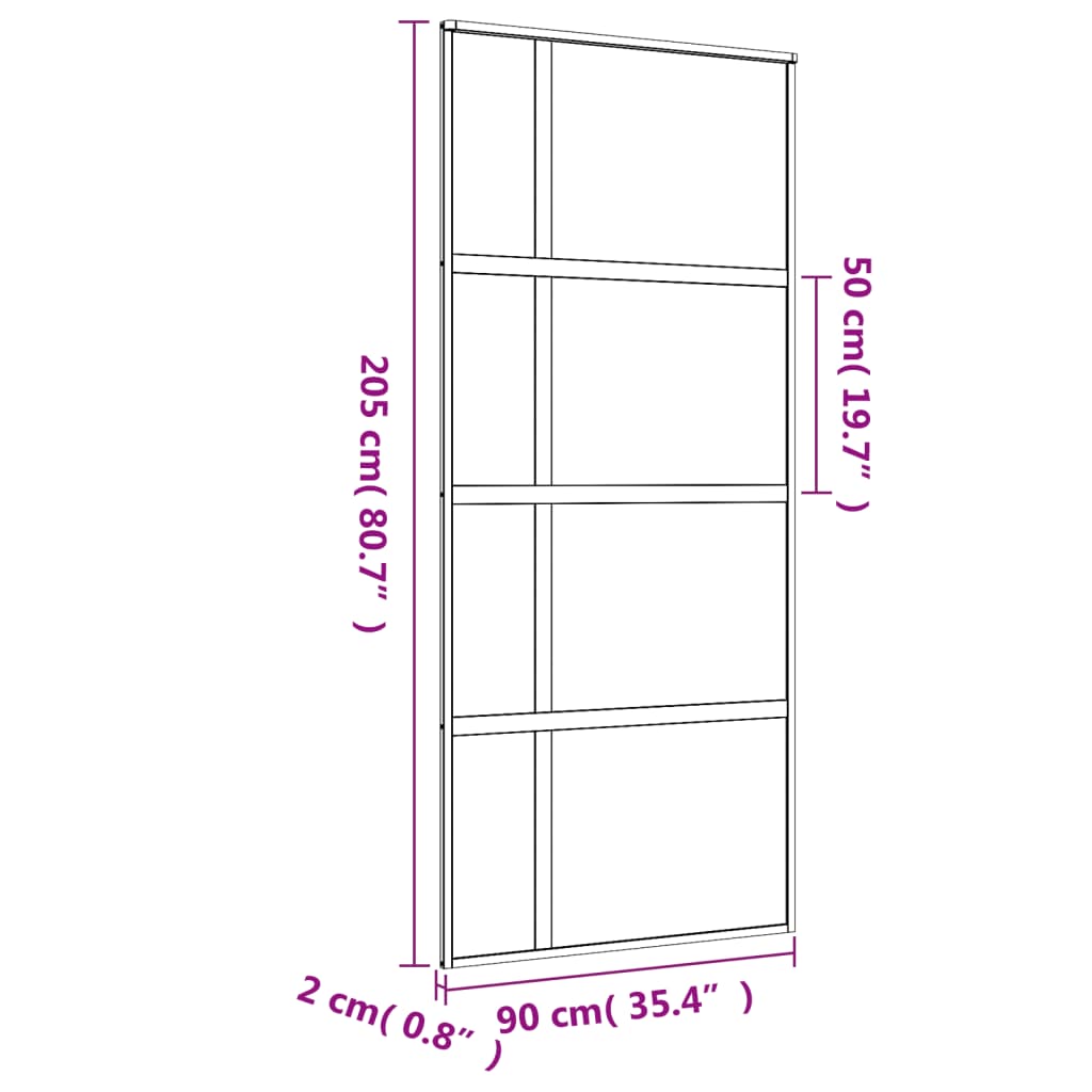 Porta deslizante 90x205 cm vidro ESG fosco/alumínio dourado