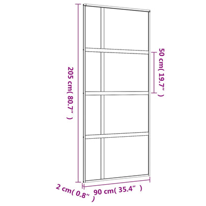 Porta deslizante 90x205 cm vidro ESG fosco/alumínio dourado