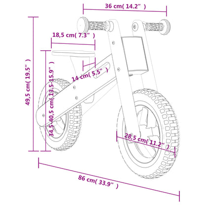 Bicicleta de equilíbrio para crianças com estampa azul