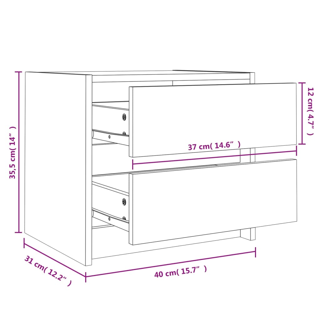 Mesas de cabeceira 2 pcs 40x31x35,5 cm pinho maciço branco