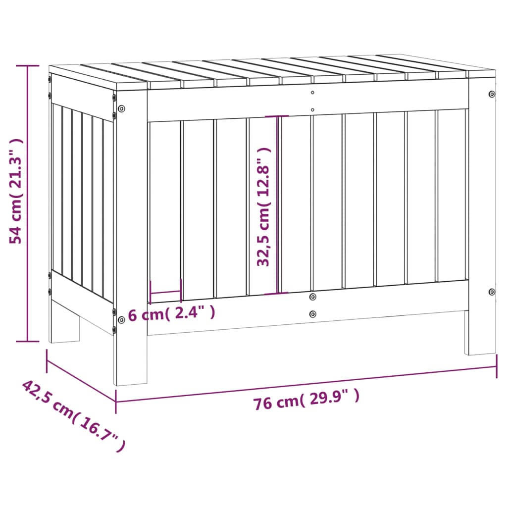 Caixa de arrumação jardim 76x42,5x54 cm madeira de pinho maciça