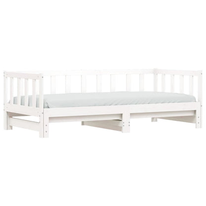 Sofá-cama com gavetão 90x190 cm madeira de pinho maciça branco