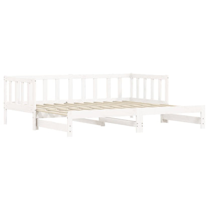 Sofá-cama com gavetão 90x190 cm madeira de pinho maciça branco