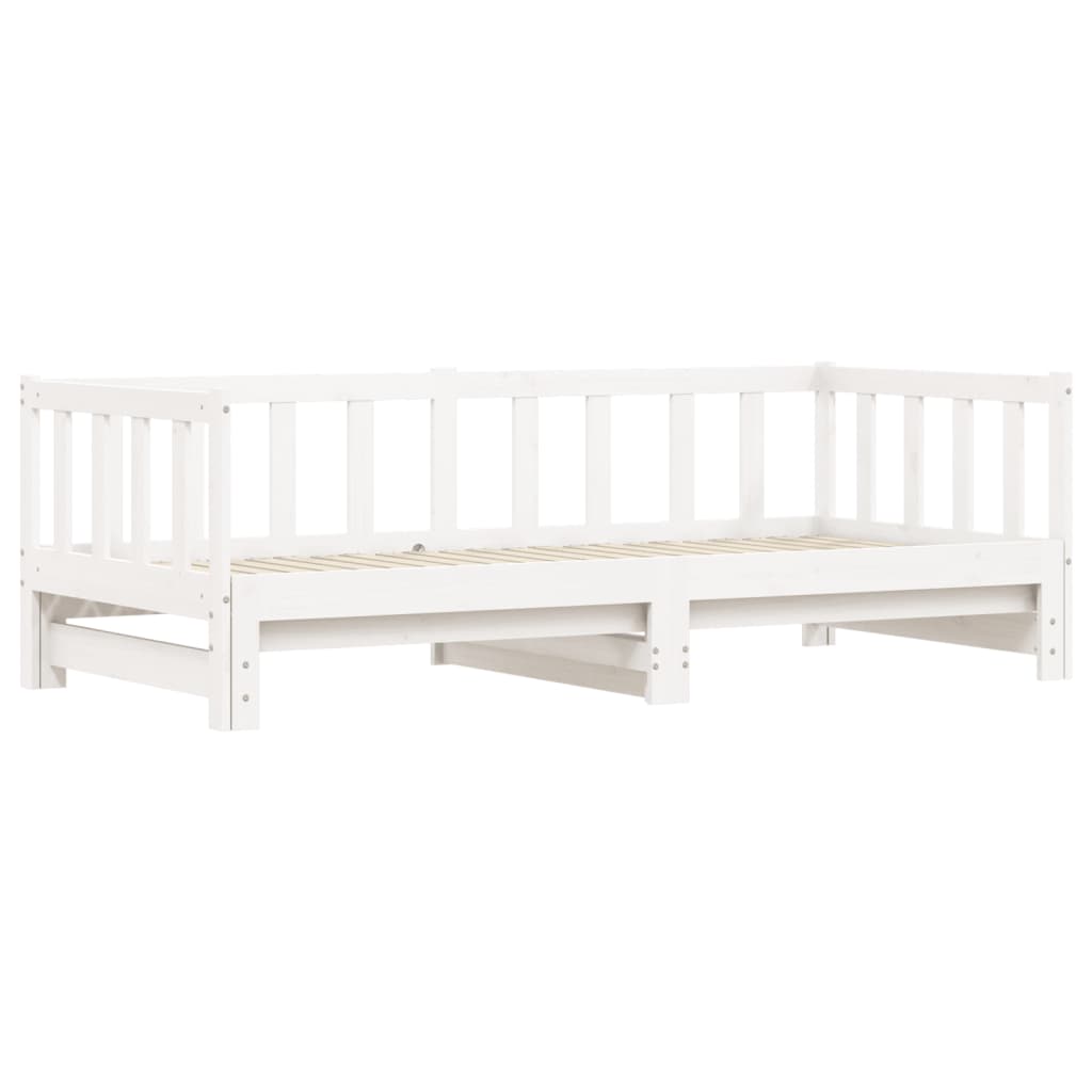 Sofá-cama com gavetão 90x190 cm madeira de pinho maciça branco