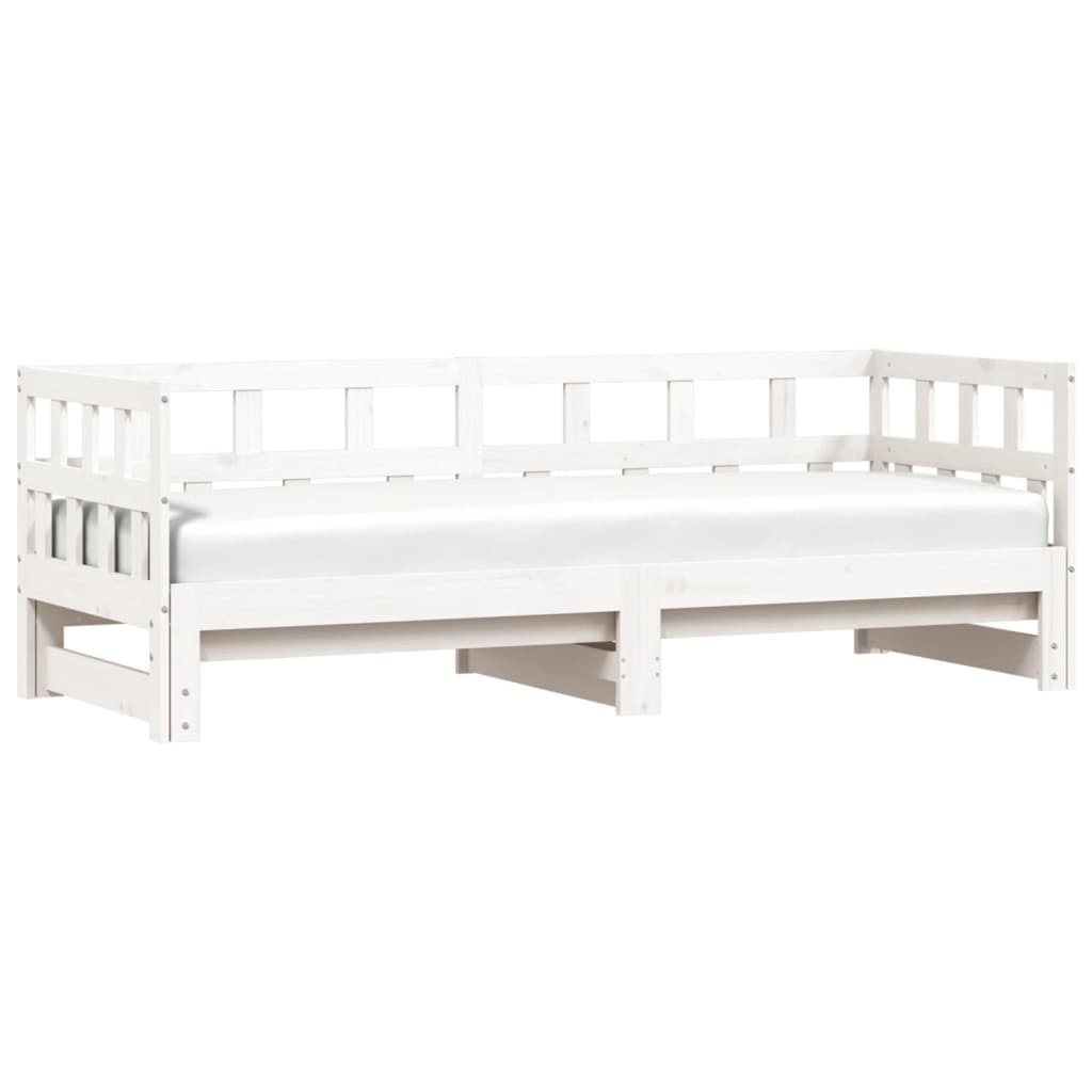 Sofá-cama com gavetão 90x200 cm madeira de pinho maciça branco