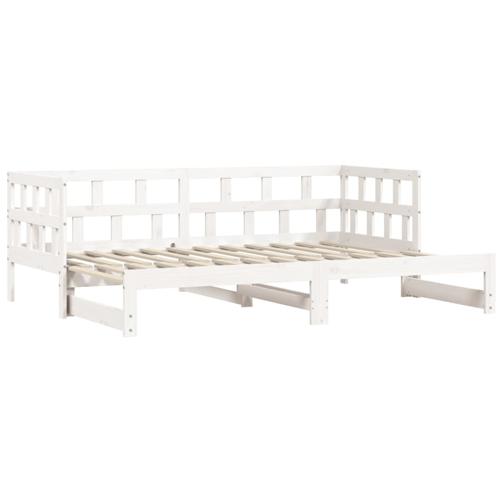 Sofá-cama com gavetão 90x190 cm madeira de pinho maciça branco