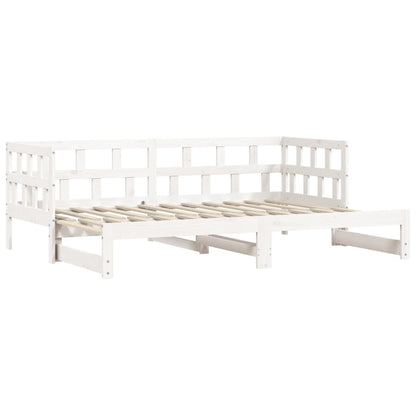 Sofá-cama com gavetão 90x190 cm madeira de pinho maciça branco