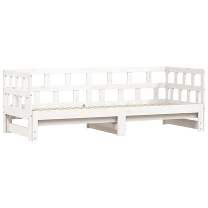 Sofá-cama com gavetão 90x190 cm madeira de pinho maciça branco