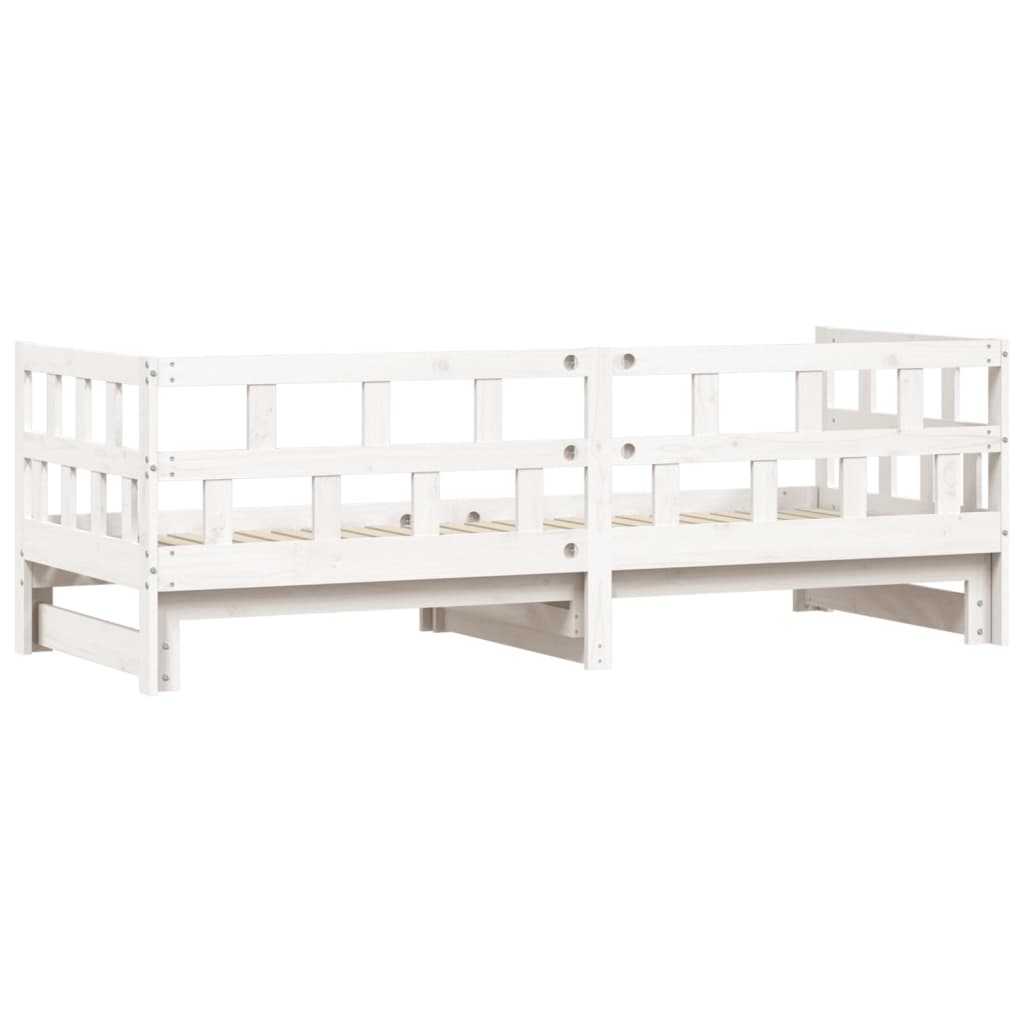 Sofá-cama com gavetão 90x190 cm madeira de pinho maciça branco