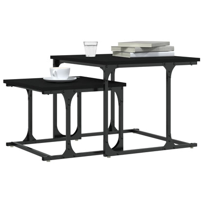 Mesa de centro de encastrar 2 pcs derivados de madeira preto