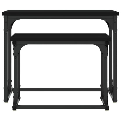 Mesa de centro de encastrar 2 pcs derivados de madeira preto