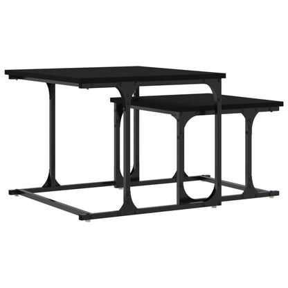 Mesa de centro de encastrar 2 pcs derivados de madeira preto