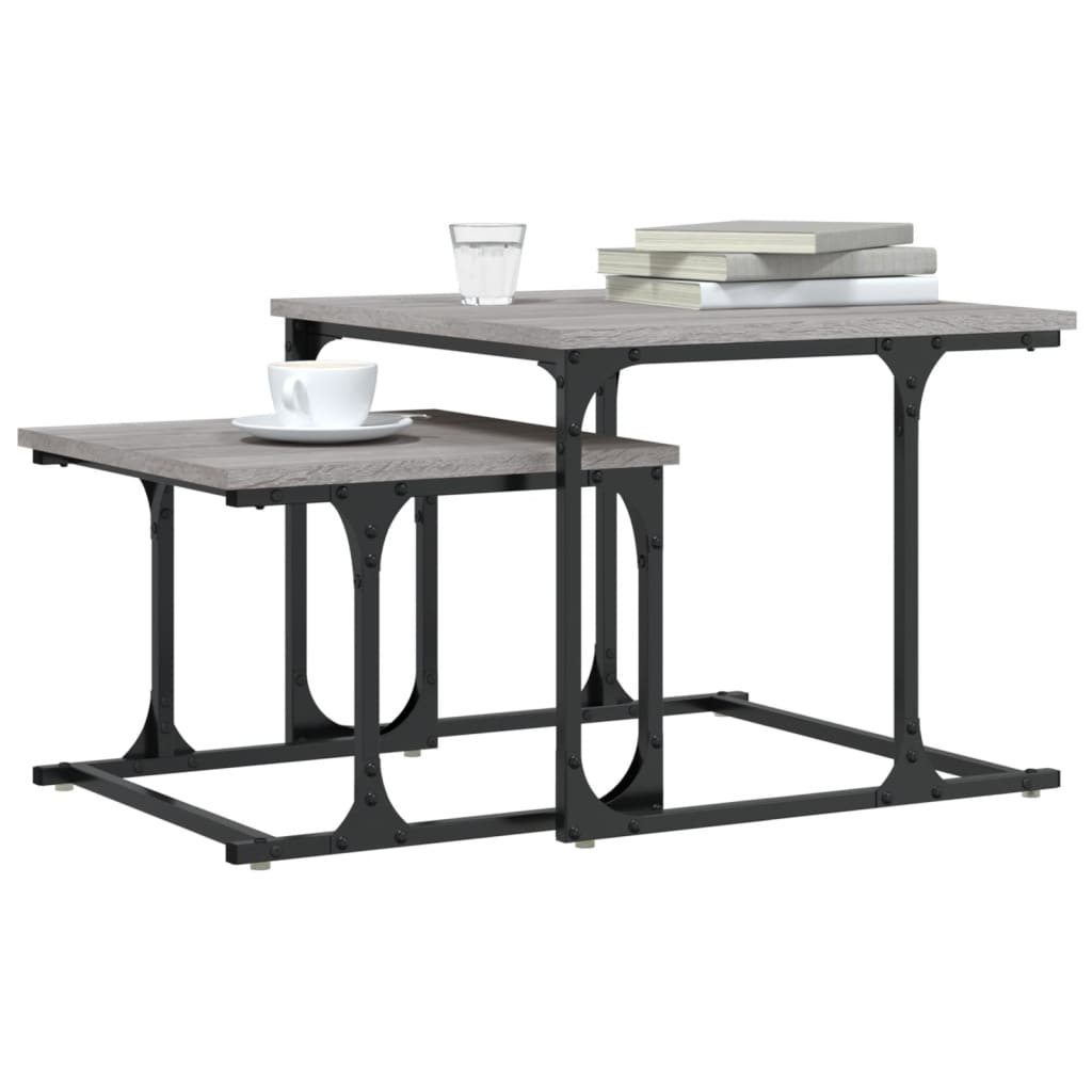 Mesa de centro de encastrar 2 pcs deriv. madeira cinza sonoma