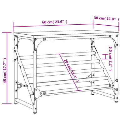 Sapateira Escada - Madeira Rústica - 60x30x45 cm - Derivados de Madeira e Estrutura de Aço Revestido a Pó