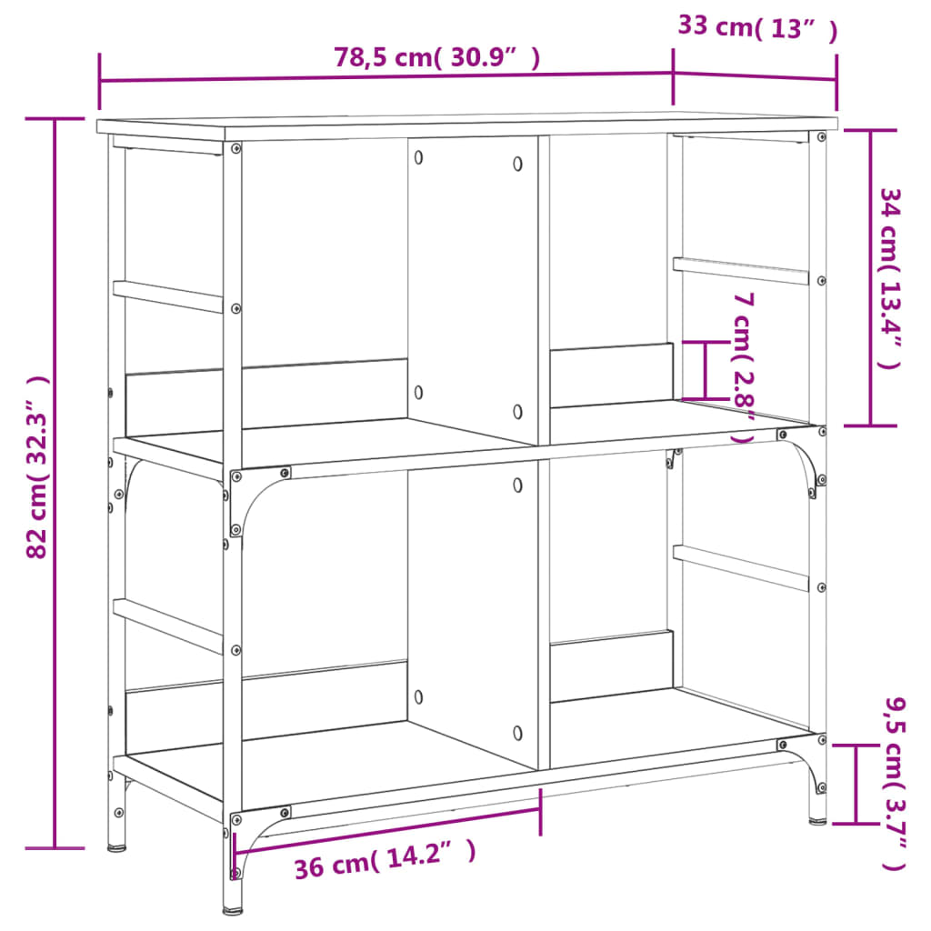 Estante 78,5x33x82 cm derivados de madeira cinzento sonoma