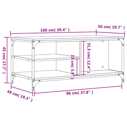 Mesa de centro 100x50x45 cm derivados madeira cinzento sonoma