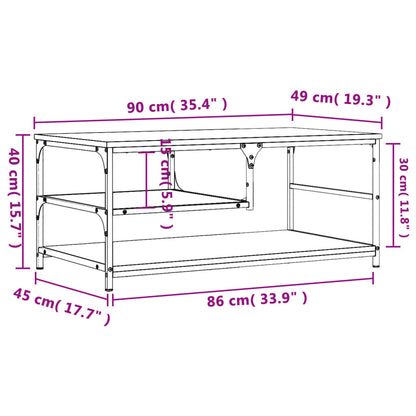 Mesa de centro 90x49x40 cm derivados de madeira cinzento sonoma