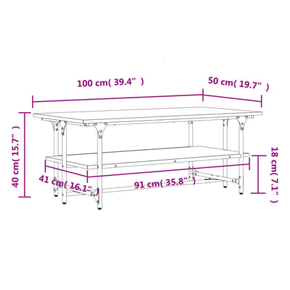 Mesa de centro 100x50x40cm derivados de madeira cinzento sonoma