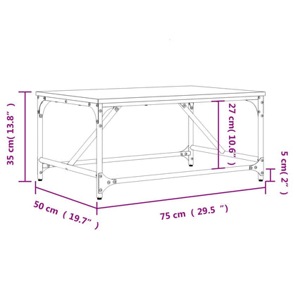 Mesa de centro 75x50x35 cm derivados de madeira cinzento sonoma